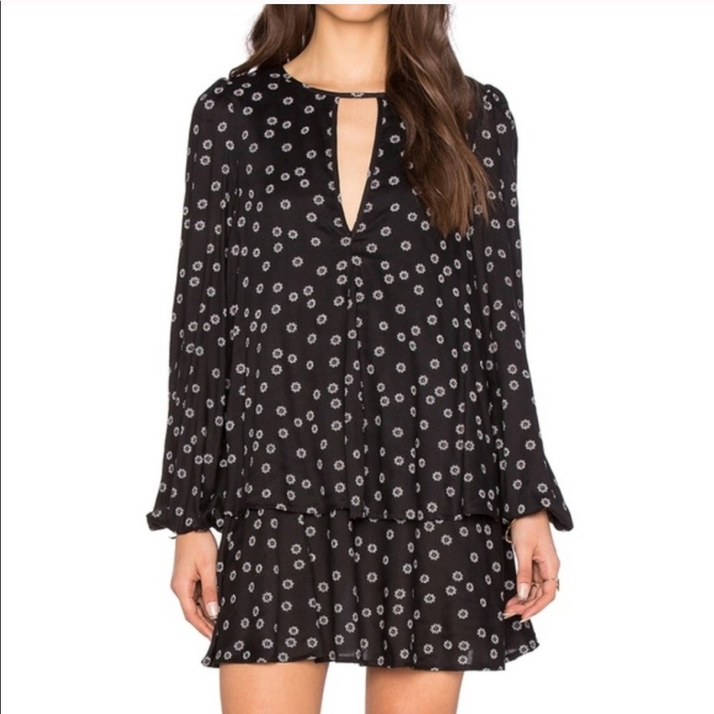 Free People Beck Black Combo Tiered Dress Ruffle
